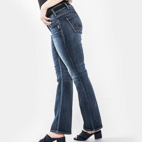 Silver Jeans Suki Slim Boot Bootcut Flare Mid Rise Western Stretchy Dark Short - Picture 13 of 13